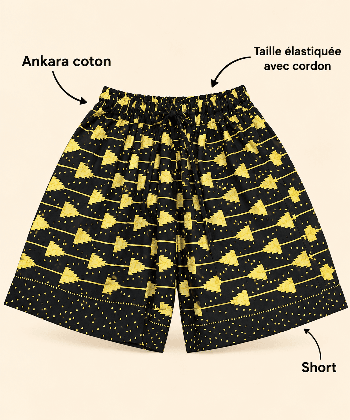 Short jaune et noir